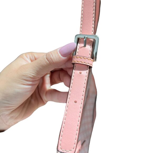 Y2K Liz Claiborne Canvas Faux Leather Shoulder Bag PinkCoquette Barbiecore - Picture 8 of 16